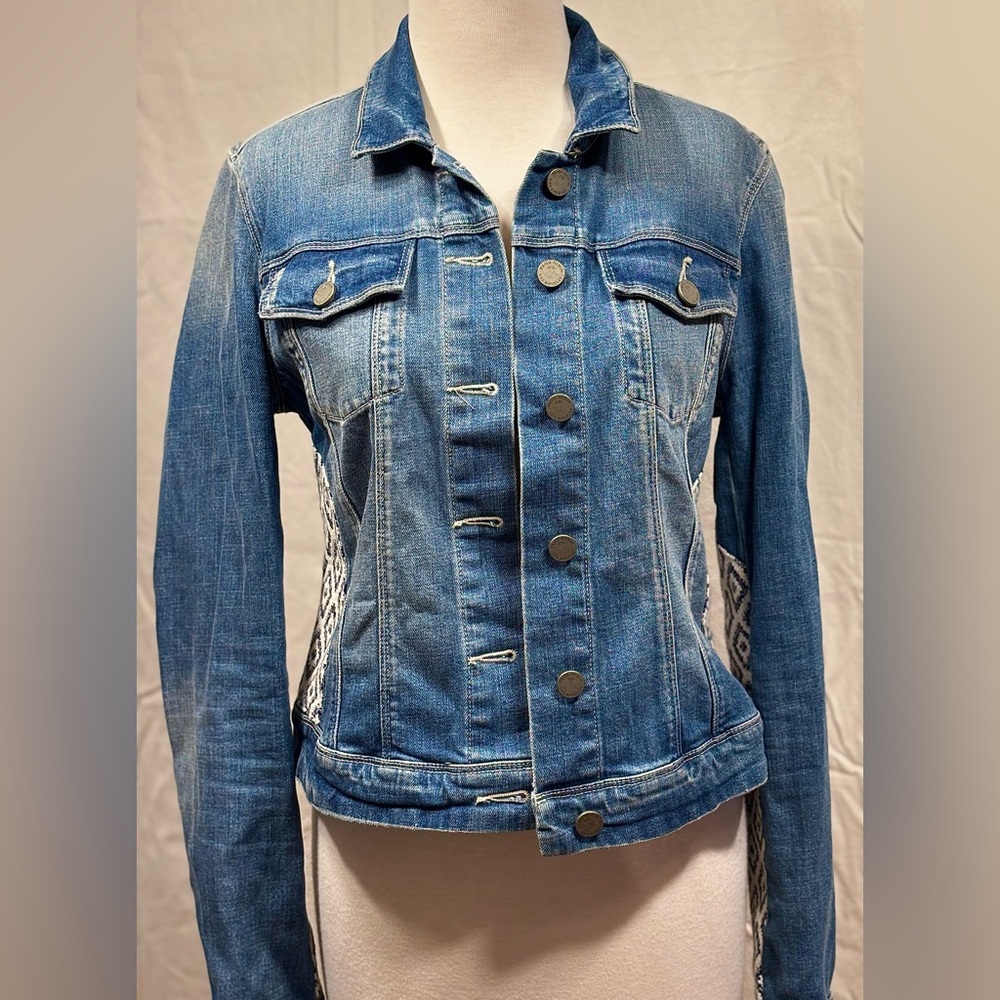Paige Mosaic Tile Vermont Raffia Denim Jacket